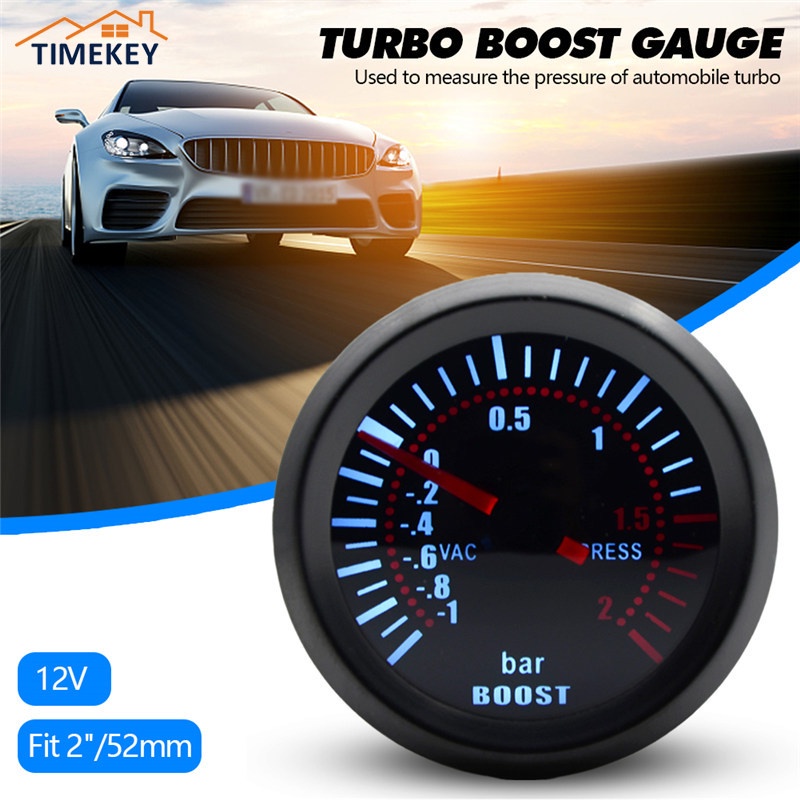 TK Universal 2&quot; 52mm Turbo Boost Gauge Bar Boost Gauge LED Gauge Meter Car Pressure Gauge