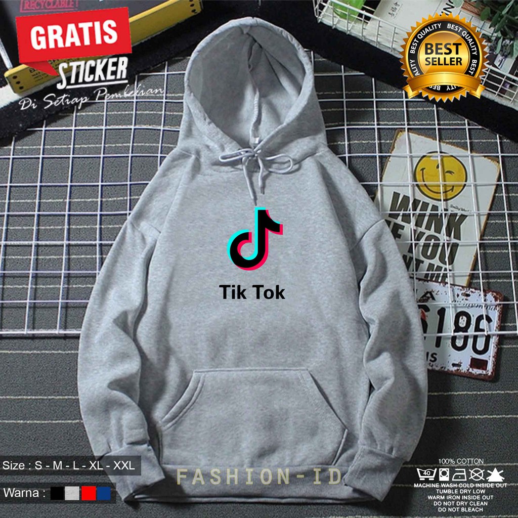 Jaket Sweater Hoodie TIKTOK TIK TOK Keren Pria Dan Wanita Distro KAOS PRIA KEREN