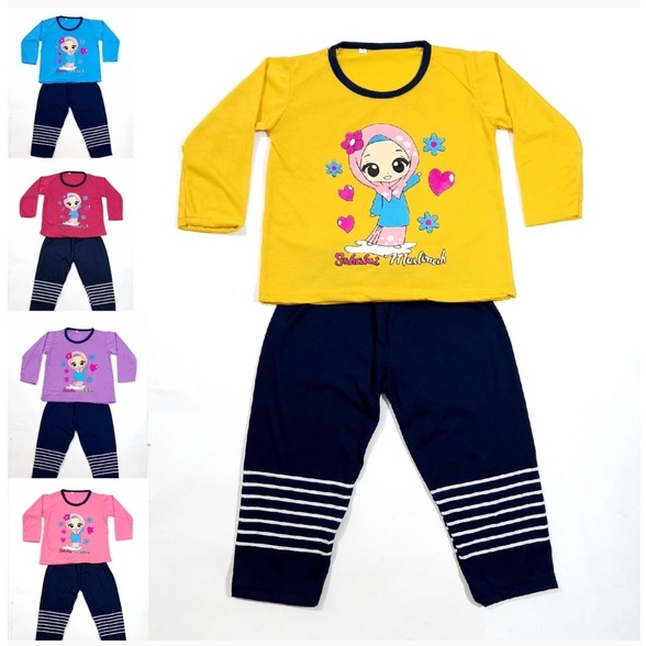 setelan PP anak perempuan celana lengan panjang pakaian muslim cewek sahabat grosir