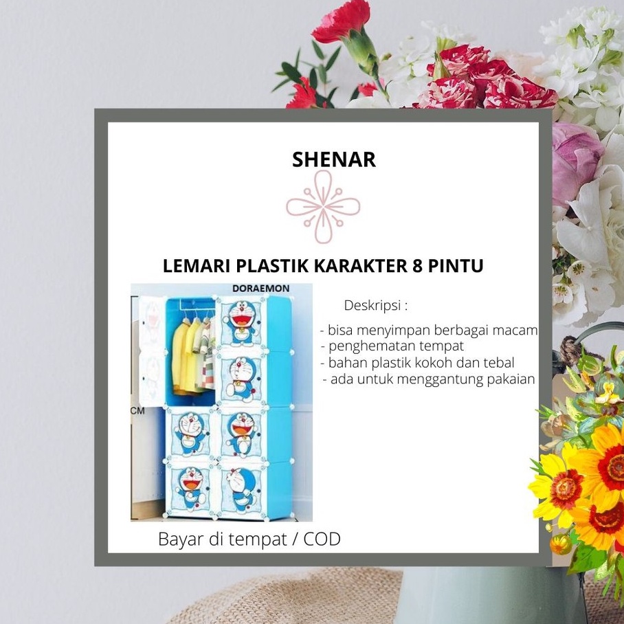Murah  Suria Makassar Lemari Baju Portable 8 Pintu/ Karakter Lucu / Lemari Multifungsi Plastik
