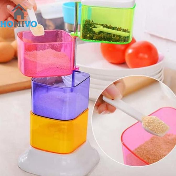 Rak Tempat Bumbu Seasoning Box Serbaguna 4 In 1 - Tempat Bumbu Menara - Renai Bumbu