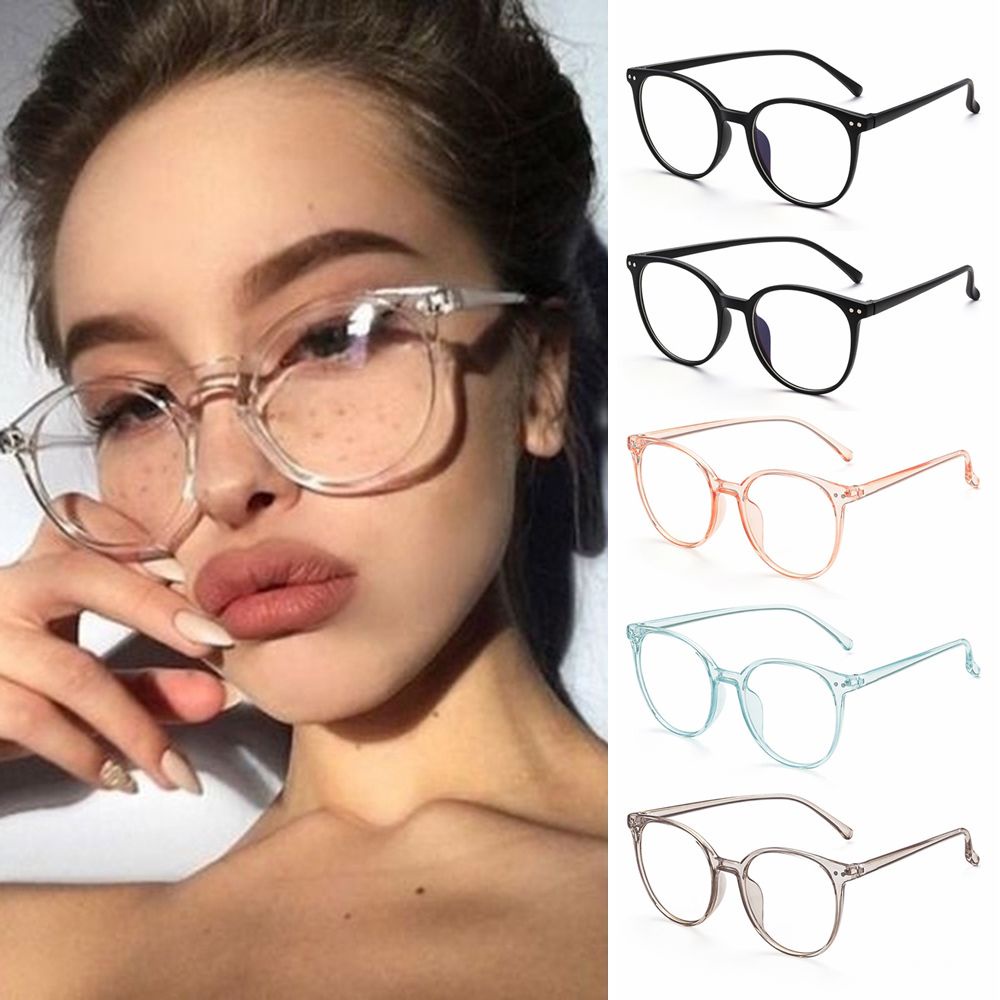 ROW Fashion Blue Light Blocking Glasses Lightweight Anti Radiation Office Computer Goggles Round Frame Oversized Clear Lens Vintage Anti Blue Light Glasses