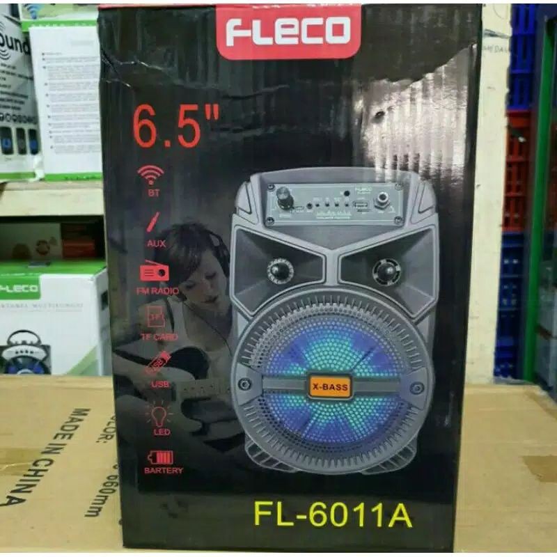 Speaker Fleco Super Bass F-6011 6'5 Inch Bluetooth Speaker+Microphone