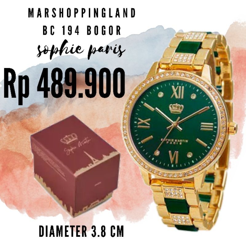 JAM TANGAN WANITA SOPHIE PARIS DRIZELLA SASL354T1 EMAS HIJAU SAS