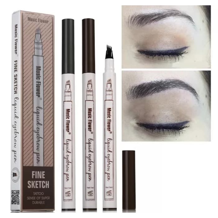 Music Flower 4 Fork Tip Original Eyebrow Tattoo Pen Pensil Alis Fine Sketch  Eyebrow Pen Water