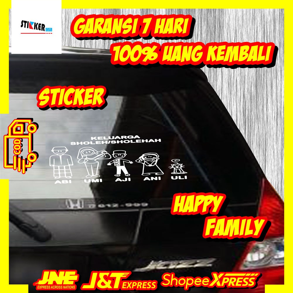 STICKER CUTTING STIKER KACA - LOGO KELUARGA MUSLIM HAPPY FAMILY