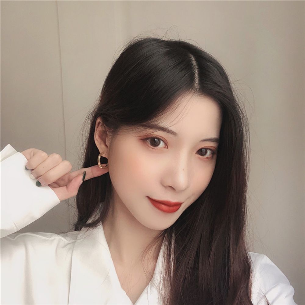 Anting Hoop Bentuk C Geometris Bulat Bahan Alloy Gaya Korea Untuk Wanita