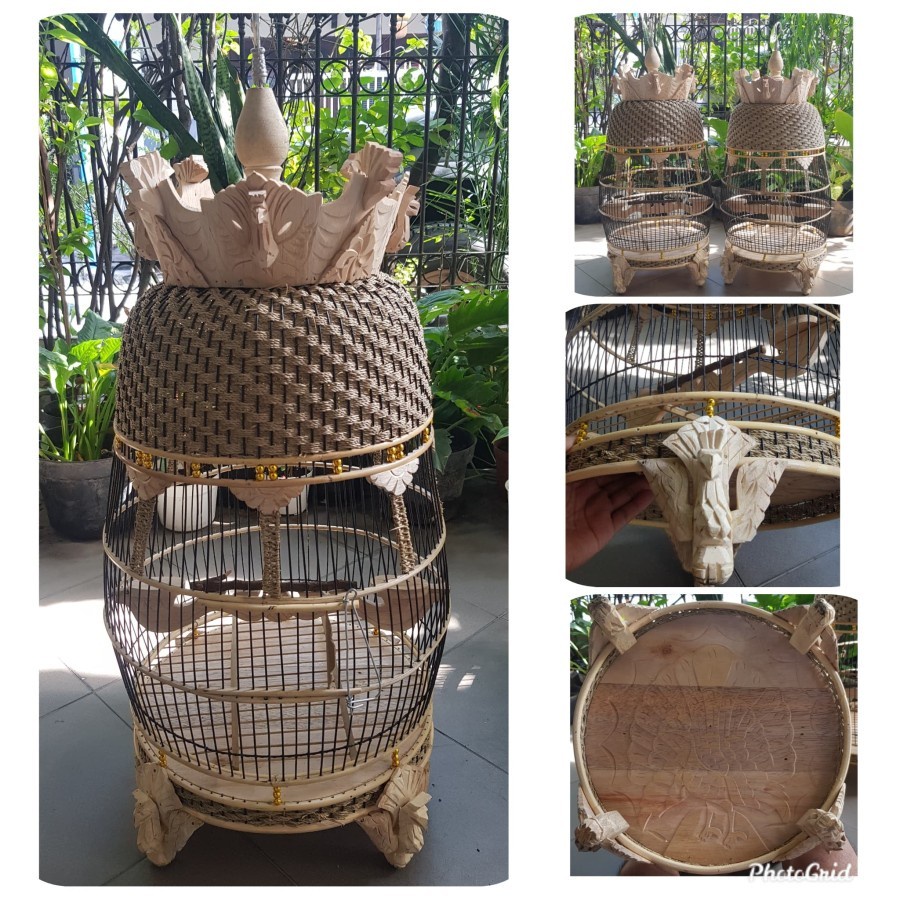 sangkar perkutut rajut mahkota ukir ( finishing )