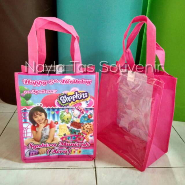 

Tas souvenir ultah kombinasi mika shopkins