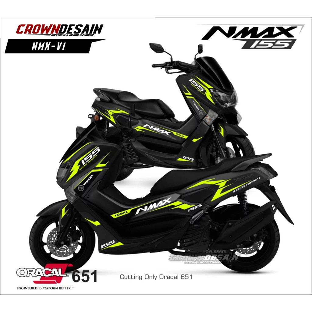 Sticker Nmax Hitam cutting sticker stabilo putih kombinasi