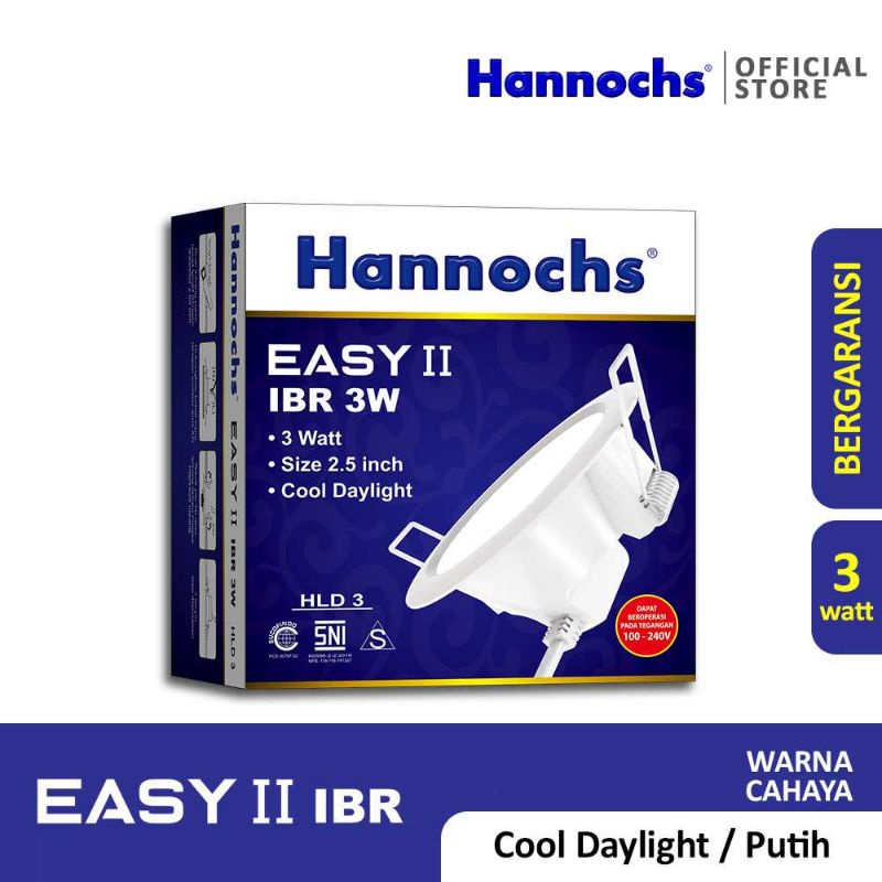 Hannochs Downlight LED EASY II 3w/5w/7w/9w/12w/15w IBR Cahaya Putih