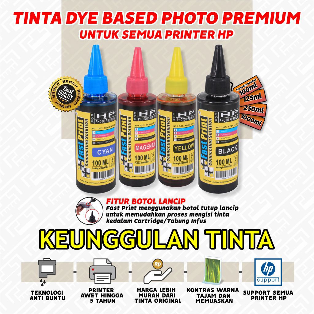 Fast Print Dye Based Photo Premium HP -  100 ML