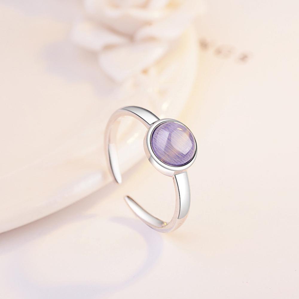 Timekey Cincin Wanita Hias Batu Opal Moonstone Gaya Simple Adjustable Untuk Hadiah A3K5