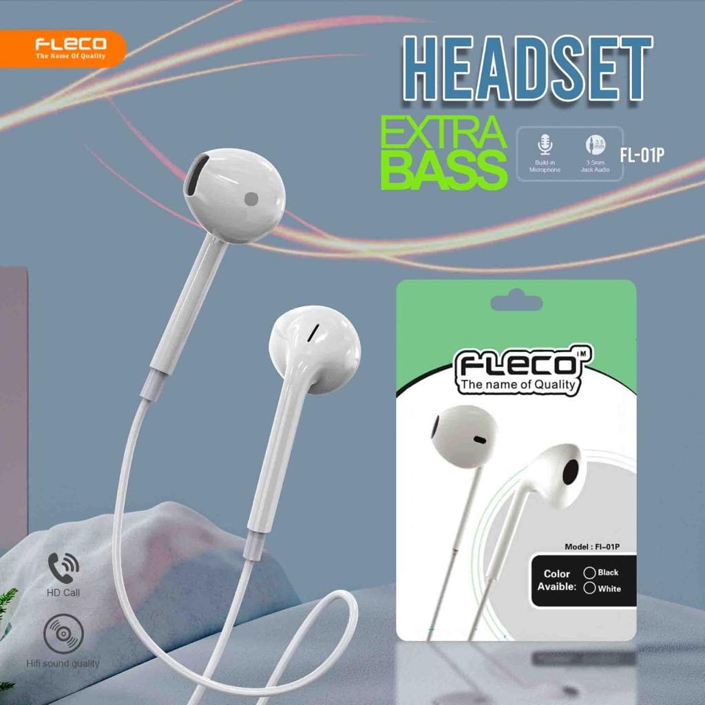 MINIGO Handsfree Headset Earphones Fleco FL01P FL-01P ORIGINAL MEGA BASS FLECO PACKING KLIP