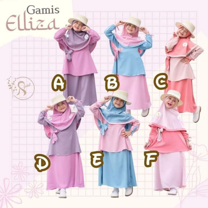GAMIS ELIZA / GAMIS SET ELIZA INCLUDE JILBAB / GAMIS ANAK JUNIOR 4-12 TAHUN