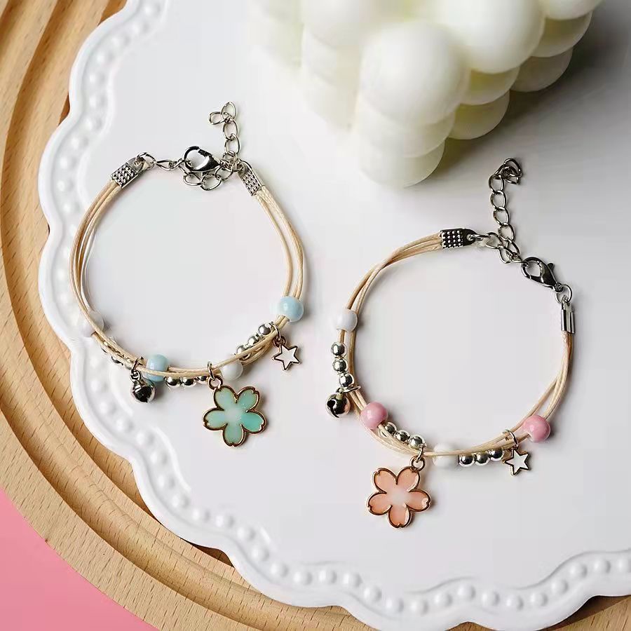 ED - GELANG TANGAN TALI KOREA MOTIF BUNGA / GELANG TALI KOREA BESTIE / BRACELET GELANG TANGAN COUPLE BESTIE-2