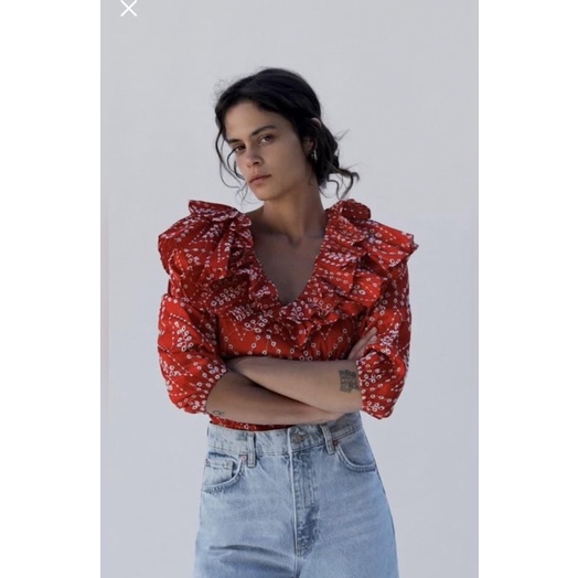 ZARA Eyelet Cutwork Embroidiery Blouse