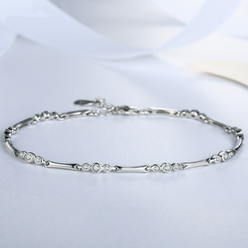 Gelang Bahan Stainless Steel 925 Silver Plated Gaya Korea Untuk Wanita