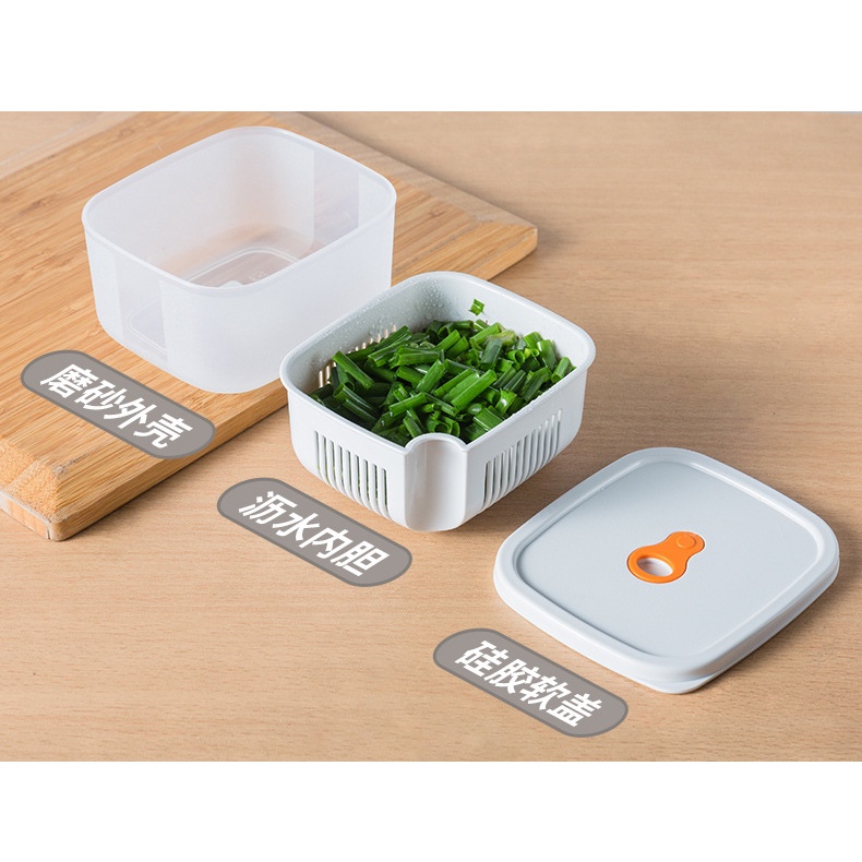 (BOW) Kotak Wadah Penyimpanan Kondiment Bumbu / Tirisan Buah Dengan Saringan Anti Tumpah