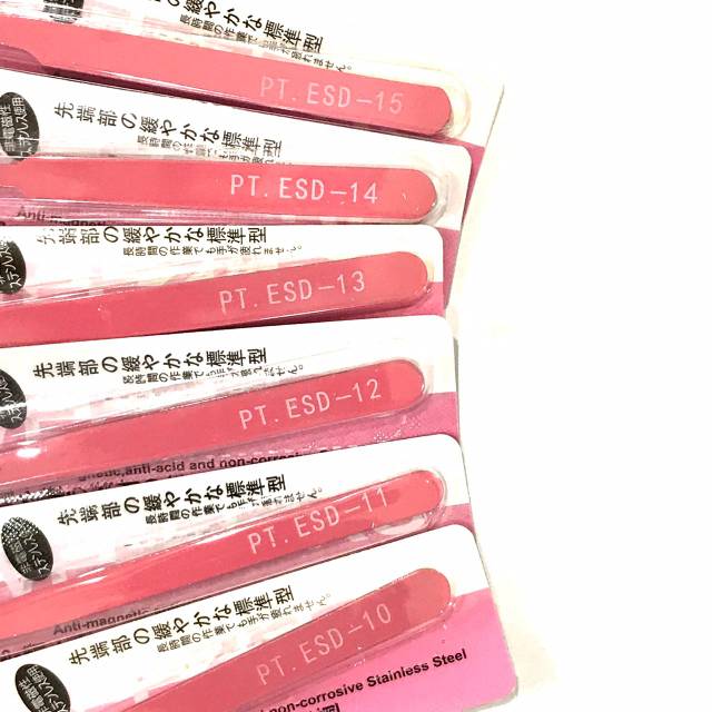 Pinset Tweezers Pinset Lurus Pinset Bengkok PT ESD-13 PINK Besi Paking