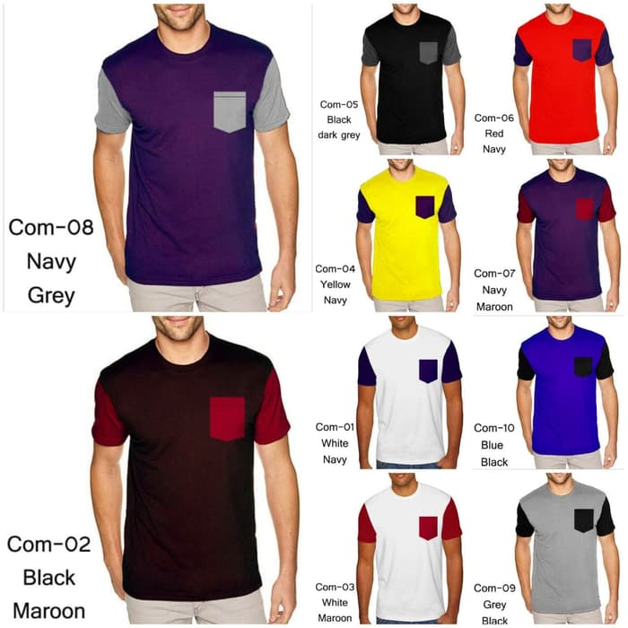 Jual kaos polos kaos pria kaos berkantong kaos kombinasi kaos dua warna