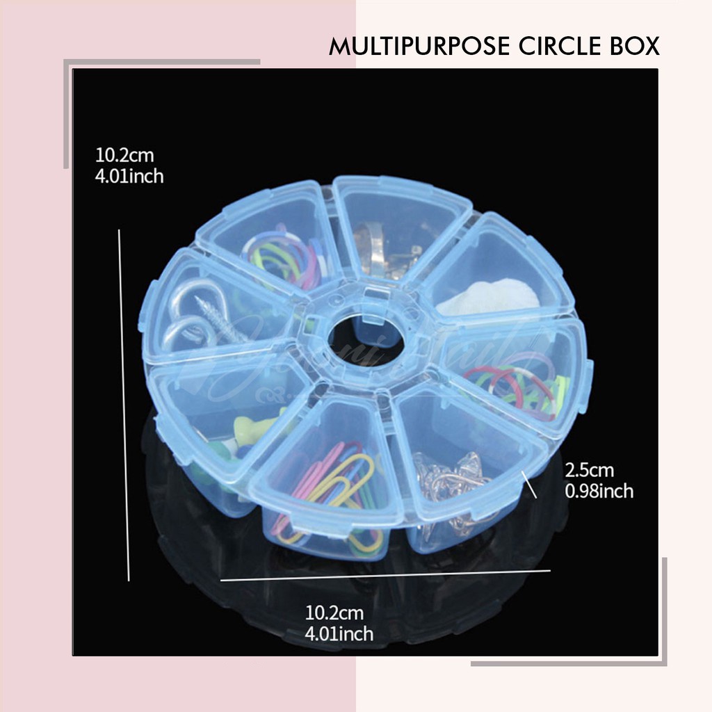 Multipurpose circle box kotak serbaguna multifungsi storage kotak obat kotak manik rhinestone charm