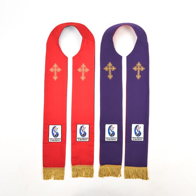 GPdI -  Stola Merah Ungu Bordir - Cotton Tropical - Jos Miracle Bandung - Miracle - JMB