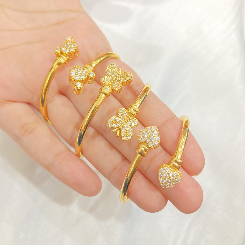 Gelang Anak Cuff Lapis Emas Warna 18 karat Aksesoris Perhiasan Xuping