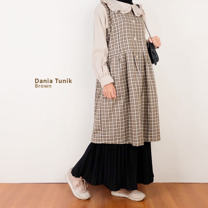 TUNIK HIJAB DANIA TUNIK PANJANG LUCU WANITA MURAH TUNIK TARTAN