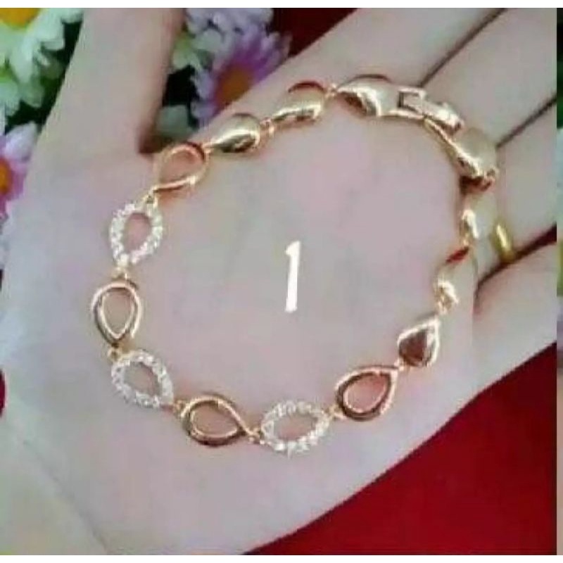 gelang tangan kapsul oval dan love fashion wanita rosegold titanium original anti luntur