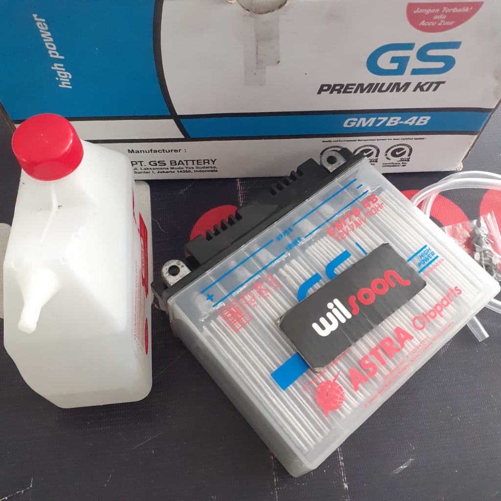 Aki Motor / accu  Basah GS Astra GM7B-4B 7 Amper Tiger / Scorpio / Nouvo