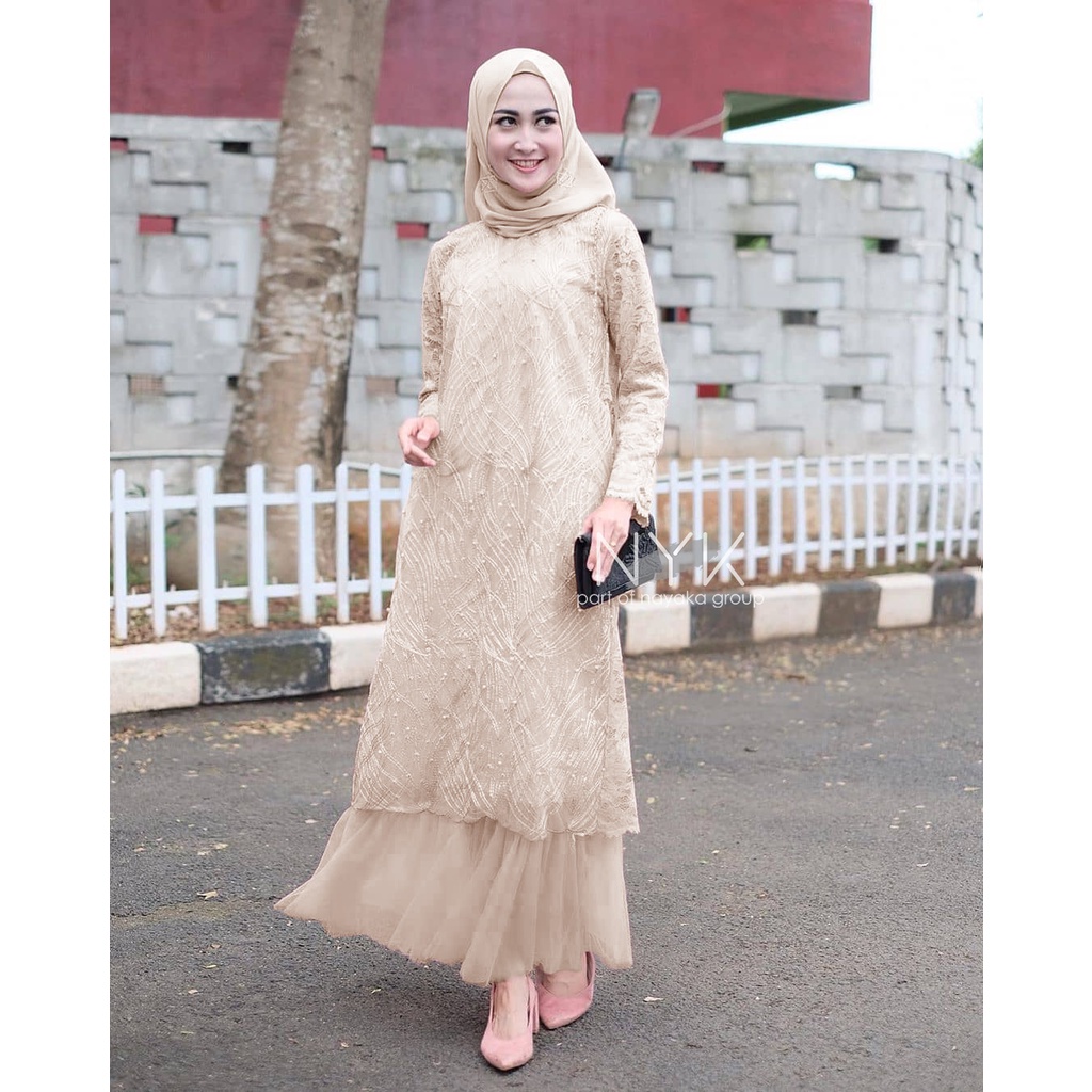 GAMIS BROKAT ARSYA - MAXI DRESS TULLE PREMIUM - GAMIS REMAJA MUSLIMAH - DRESS KONDANGAN - LONG DRESS WISUDA