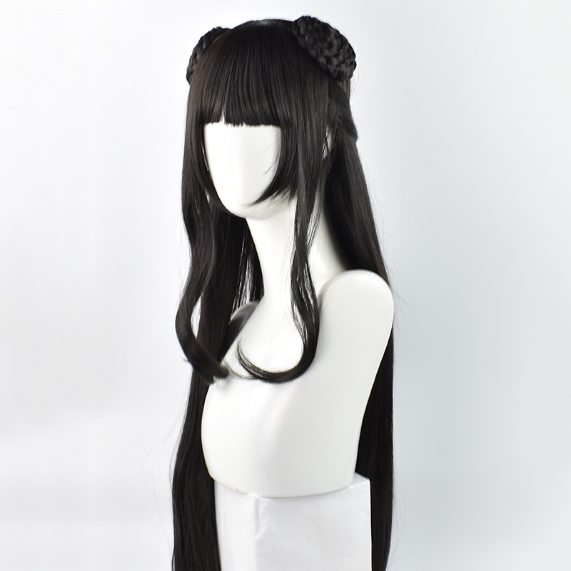 LOL-69 rambut palsu daily china bun lolita wig hiitam jepang korea