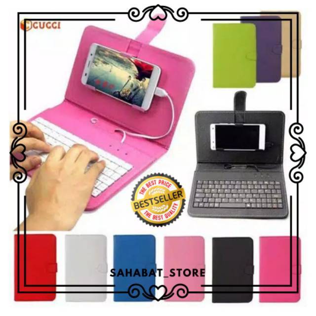 Wired Keyboard Flip Holster Case Cover Skin Protector For OTG Android Phone