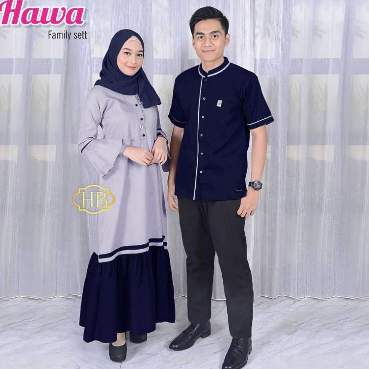 Tren Kekinian.. Baju Seragam Set Couple Sarimbit Keluarga 2022 Mosscrepe HAWA Family Set Pasangan Ke
