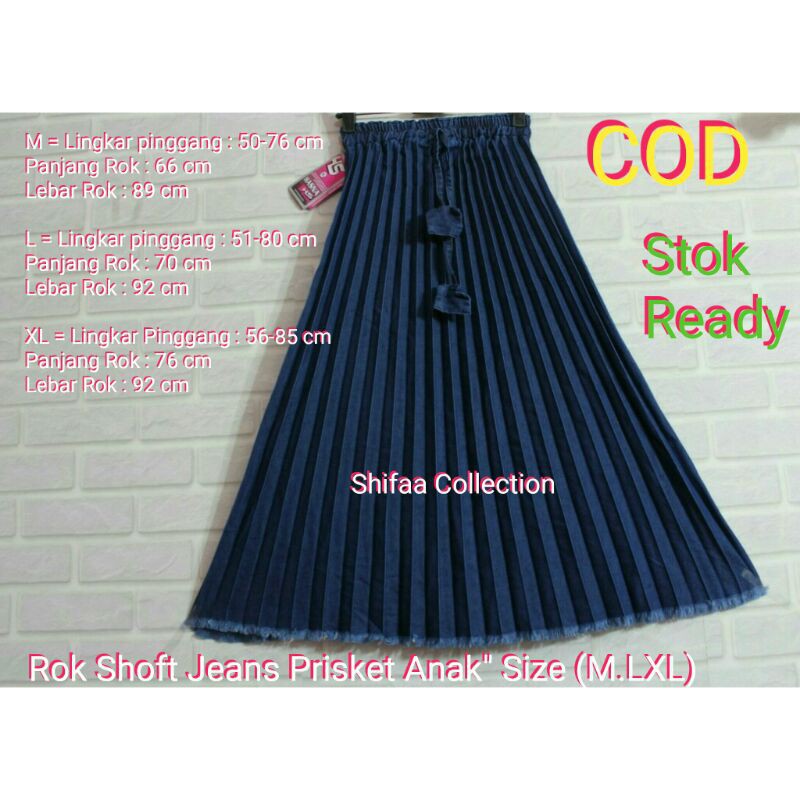 Rok Jeans / Rok Panjang / Rok Murah / Rok Prisket Anak Size  M. L.