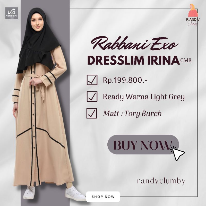 (SOLD OUT) Rabbani Exo Dresslim Irina Cmb, Gamis Rabbani, Dress Lebaran, Gamis Kekinian