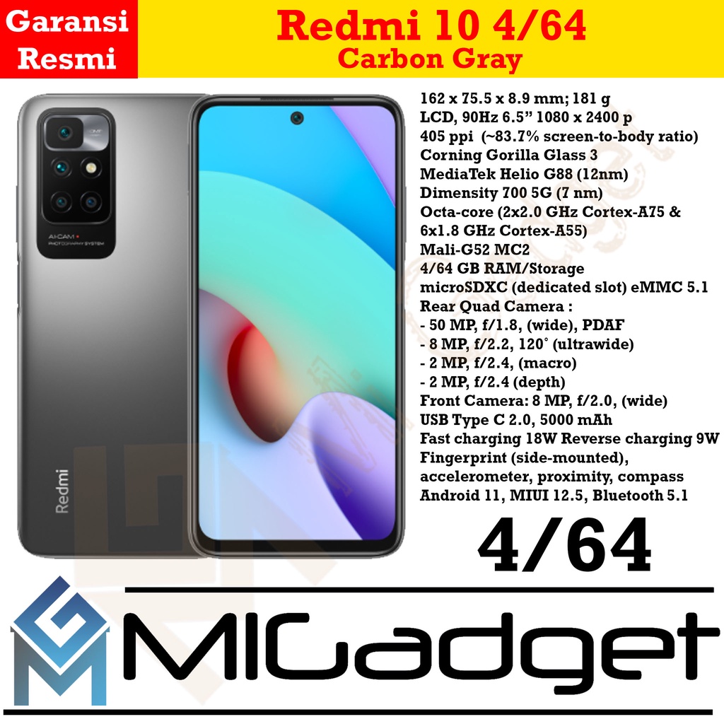 Redmi 10 4/64 Garansi Resmi 50MP Camera