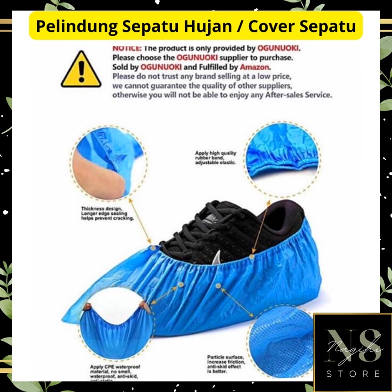 ✨NAGIHI✨ (ISI10) COVER SEPATU ANTI AIR / SARUNG SEPATU ANTI HUJAN/ PELINDUNG SEPATU UNISEX 1 KALI PAKAI