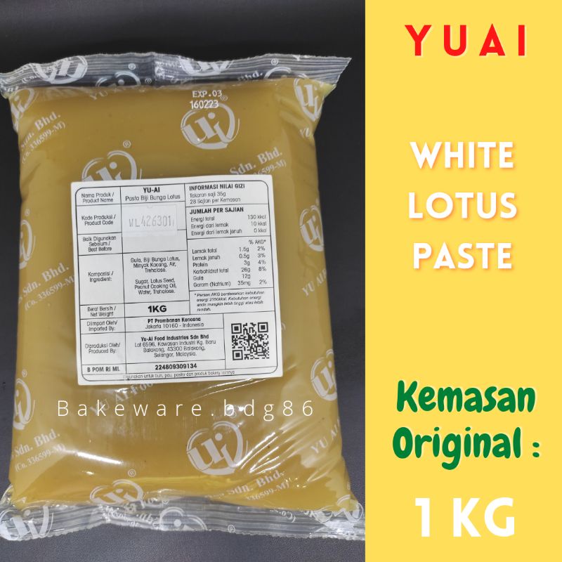 YU AI FILLING WHITE LOTUS PASTA 1 KG ORIGINAL PASTA BIJI LOTUS MOONCAKE FILLING