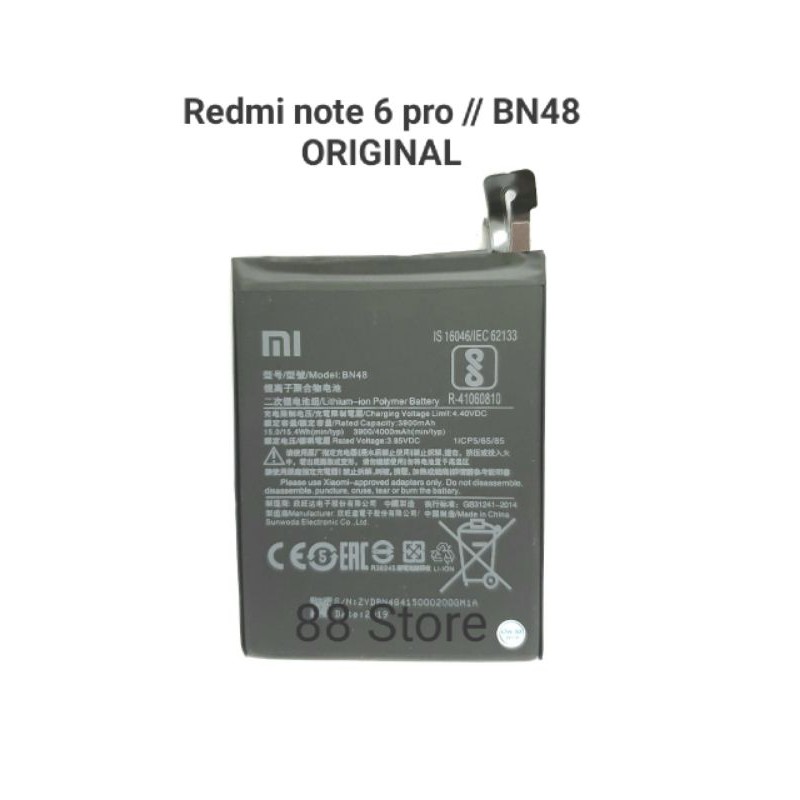 BATERAI BATRE BATTERY XIAOMI REDMI NOTE 6 PRO / BN48 ORIGINAL