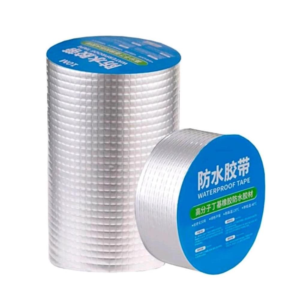 Lakban Aluminium Foil Butyl Waterproof 5 Meter / Lakban Anti Bocor 3 M 5 M / Lem Anti Air Aluminium / Tape Bening Serbaguna