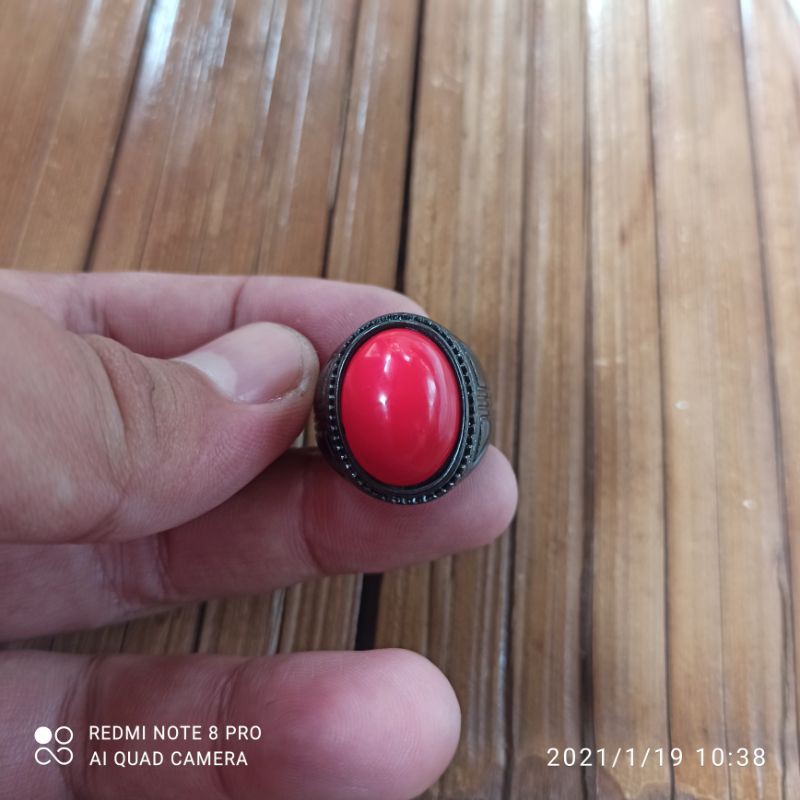 CINCIN BATU AKIK MARJAN RING TITANIUM HITAM (N)
