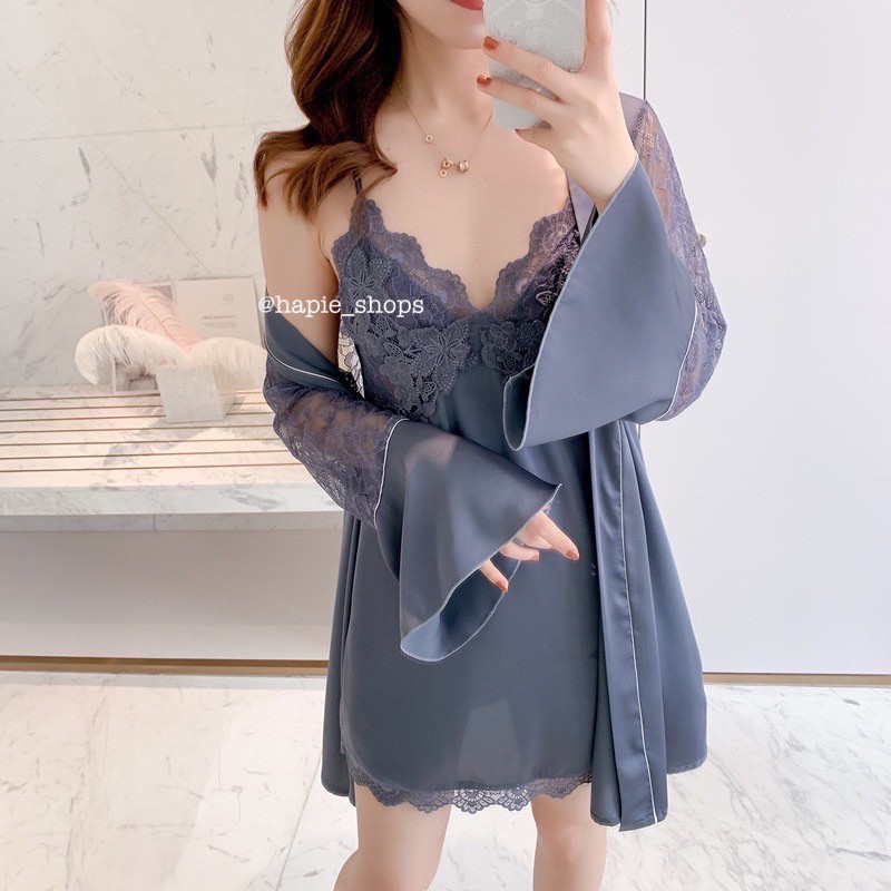 Diora Kimono set/kimono satin premium/kimono silk/baju tidur kimono mewah/