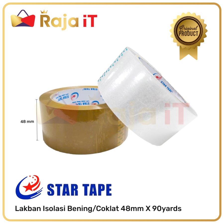 

STAR TAPE Lakban Isolasi Selotip Bening/Coklat Setara DAIMARU 48X90 (6 Roll)