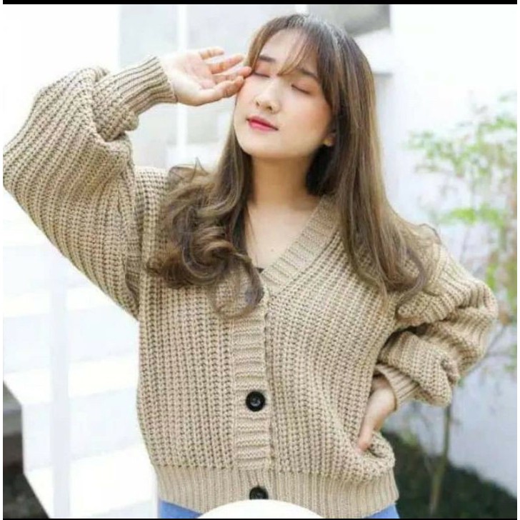 Olivia Cardi Kancing Balon 10-13 Tahun / Kardigan Olivia Crop Wanita Premium Tebal / Cardigan || CARDIGAN RAJUT