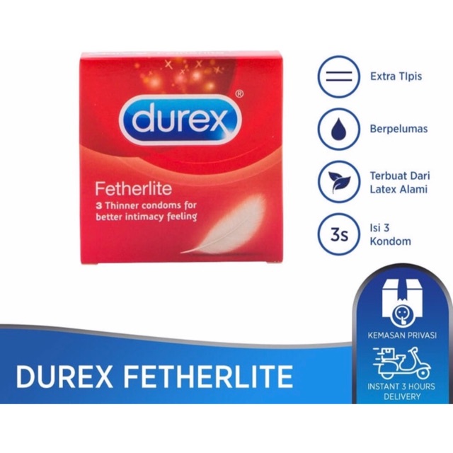 Kondom durex fetherlite 3 pcs extra tipis extra aman ( privasi &amp; packing dijamin aman )