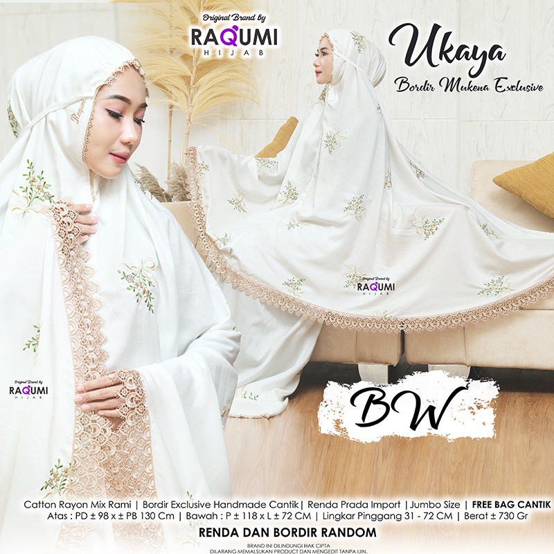 UKAYA BORDIR MUKENA EXCLUSIVE - Mukena Dewasa - Mukena Travel - Mukena Rayon - Mukena Jumbo - Mukena