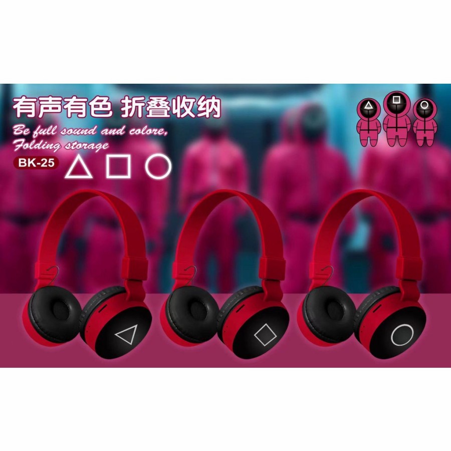 Headphone Bluetooth Wireless Squid Game BK-25 Suport SD Card Headset
