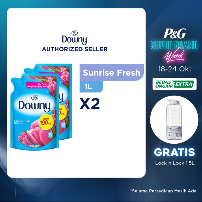 Downy Pewangi & Pelembut Pakaian Sunrise Fresh 1L X2 -Free Botol Minum #98